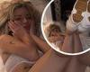 Lottie Moss shows off her pert derrière while thrusting her legs in the air in ...