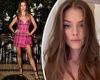 Nina Agdal turns heads in cleavage-baring plaid mini dress while attending the ...