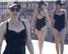 Kylie Minogue, 53, showcases her phenomenal figure in a black swimsuit