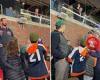 Moment ex-president accidentally hits child on the head with a baseball