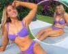 Vicky Pattison flaunts her figure infrom different angles as she dons a purple ...
