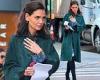 Katie Holmes looks camera ready in a green cloak on the set of Rare Objects in ...