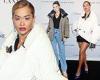Rita Ora wows in thigh-skimming black dress layered beneath oversized white coat