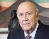 Former South African leader FW de Klerk who led the nation out of apartheid ...