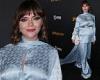 Christina Ricci shows off her growing baby bump in blue dress at the LA ...