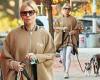 Sienna Miller covers up her petite figure in a baggy cape while walking dogs in ...