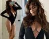 Helena Christensen, 52, puts on a busty display in a plunging black bodysuit