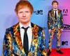 Ed Sheeran showcases his quirky sense of style in a fiery blue andyellow suit ...