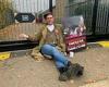 Singer Will Young chains himself to gates in protest against medical ...