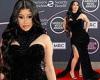 Cardi B wows in velvet black dress at the red carpet roll-out for the American ...