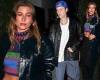 Hailey Bieber and husband Justin look effortlessly cool in leather jackets for ...