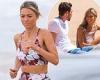 Sam Frost appears relaxed as she shoots scenes on the set of Home and Away