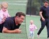 Karl Stefanovic dotes on daughter Harper while wife Jasmine enjoys a workout in ...