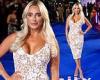 TOWIE's Amber Turner wows in a busty white and nude bodycon dress as she ...