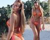 Lottie Tomlinson sets pulses racing in a TINY orange thong bikini