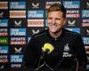 sport news Eddie Howe WILL be in the dugout for Newcastle's trip to Arsenal on Sunday