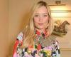 Laura Whitmore looks typically stylish in a patterned blouse and corduroy flares