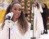 Leona Lewis looks ready for winter in a monochromatic white outfit as she belts ...