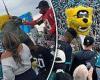 Jaguars mascot is left dangling above the field after botched bungee jump