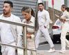 Jono Castano and wife Amy wear coordinating all-white outfits during date night