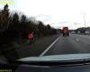 Shocking moment an Just Eat delivery cyclist rides along the hard shoulder of ...