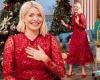 Holly Willoughby stuns in a festive Red dress with shimmering sequins on This ...