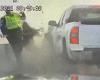 Idaho trooper narrowly avoids being crushed by pickup truck as it slams into ...
