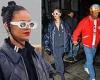 Rihanna bundles up in quilted black coat on loved up shopping trip in New York ...