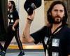 Jared Leto rocks Gucci bottoms with a T-shirt as he steps out in Miami Beach