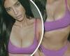 Kim Kardashian looks sultry in a lavender bra and panty set for Fendi x SKIMS