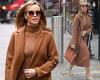 Amanda Holden is the epitome of chic in a brown coat and  knitted dress as she ...