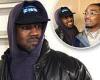 Kanye West covers up in a hoodie and a thick black coat as he joins Offset's ...
