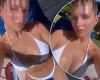 Lottie Moss flaunts her eye-popping cleavage in a skimpy white bikini during ...