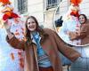 Drew Barrymore shows off her silly side while filming alongside a person in a ...