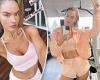 Alessandra Ambrosio showcases her insane abs in plunging sports bra during a ...