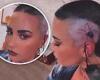 Demi Lovato gets a large black spider tattoo on the side of their head after ...
