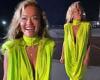Rita Ora looks radiant in bright green plunging top as she enjoys an evening ...