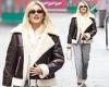 Ashley Roberts cuts an effortlessly stylish figure in oversized leather coat