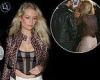 Lottie Moss flashes her underwear in low waisted trousers and slips into a mesh ...