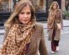 Trinny Woodall nails winter chic in orange check coat and leopard print scarf ...