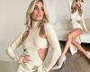 Ashley Roberts flaunts her incredible physique in a daring white cut-out dress