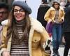 Leslie Grace is all smiles in grey beret as she continues filming for HBO's ...
