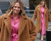 Kimberley Walsh wraps up warm in a cosy brown teddy bear coat