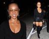 Karrueche Tran puts on leggy display in tiny leather shorts as she steps out ...