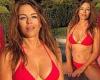 Elizabeth Hurley, 56, flaunts her jaw-dropping figure in an eye-popping red ...