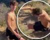 Shawn Mendes is seen taking a tumble after showing off his impressive form ...