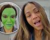 Zoe Saldana shares video of her applying Gamora make-up on set of Guardians of ...