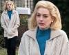 Anne Hathaway goes blonde! Actress is seen on set of her female-led crime drama ...