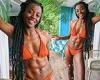 AJ Odudu flaunts her VERY toned abs as she says she is being 'eaten by ...