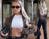 Molly-Mae Hague puts on a stylish display in ab-baring white crop top and brown ...